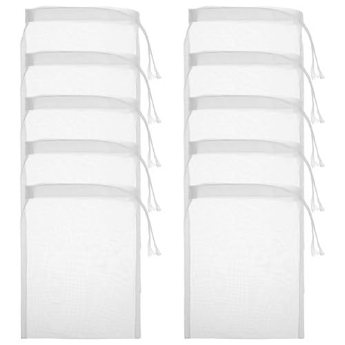 Lusofie 10 Pcs Media Bags for Aquarium 120-Mesh Fine Mesh Bag Reusable Nylon Net Filter Bags with Zipper for Activated Carbon Aquarium Filters, 7.56 x 6.3 Inch