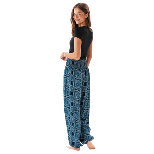 Image of Lotus and Luna Women's Harem Pants Thai Pants for Beach & Lounge High Waisted Flowy Boho Pants Genie Pants Yoga Pants