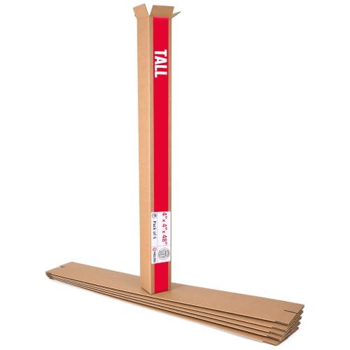 Tall Cardboard Boxes 4"L x 4"W x 48"H (Pack of 6) - USA-Made Packing Boxes for Moving, Shipping, or Storage - USPS, UPS, FedEx Approved - Professional Packing Supplies for Moving
