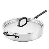 KitchenAid 5-Ply Clad Stainless Steel Stainless Steel Induction Saute Pan with Lid, 5 Quart - Polished Stainless Steel