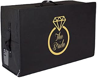 Hoesh International Medium Wedding Dress Box, | Wedding Dress Travel Box | Clothes Storage Box | Medium Travel Storage Foldable Box with Acid Free Tissue (Black Box)