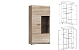 Möbel24 Vitrine LINK, Standvitrine, Wohnzimmerschrank, Vitrinenschrank mit 2 Türen (Ohne Beleuchtung)