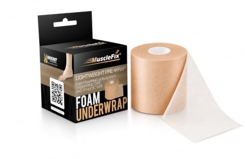 Image of Underwrap Pre Wrap Foam for Use Under Rigid Tape | Soft Base Layer for Ankle, Knee, Wrist & Hand Support | Comfortable, Sweat-Resistant, Easy to Tear 20 mtr (Beige | 6 cm)