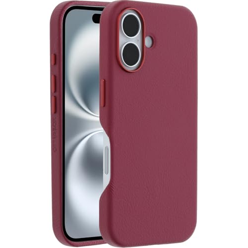 OtterBox Symmetry Series Cactus Leather MagSafe Case for iPhone 16, Shockproof, Drop proof, Protective Thin Case, 3x Tested to Military Standard, Red