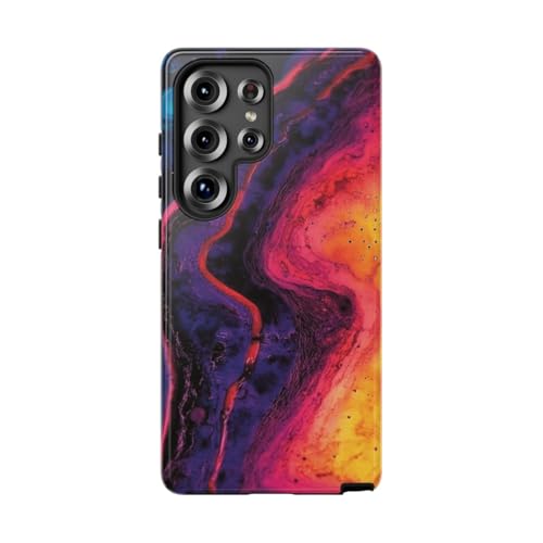 Coque Samsung S25 Ultra rigide bleu art fluide coloré abstrait brillant