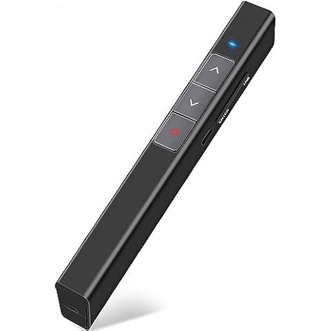 DinoFire Rechargeable Presentation Clicker, 100FT Long Range USB Wireless Presenter Remote Pointer for Presentations, Slide Advancer for Mac, Laptop, Computer Cover