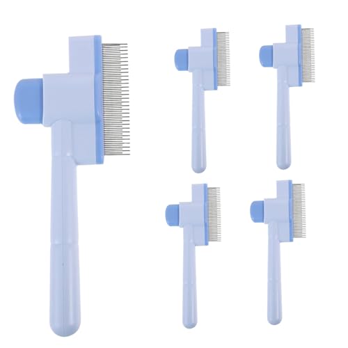 SUPVOX 5 Pezzi Pettine Toelettatura per Animali in Acciaio Inossidabile Autopulente e Antistatici per Cani Gatti e Piccoli Animali Rimozione Noduli e Riduzione Pelo Sciolto