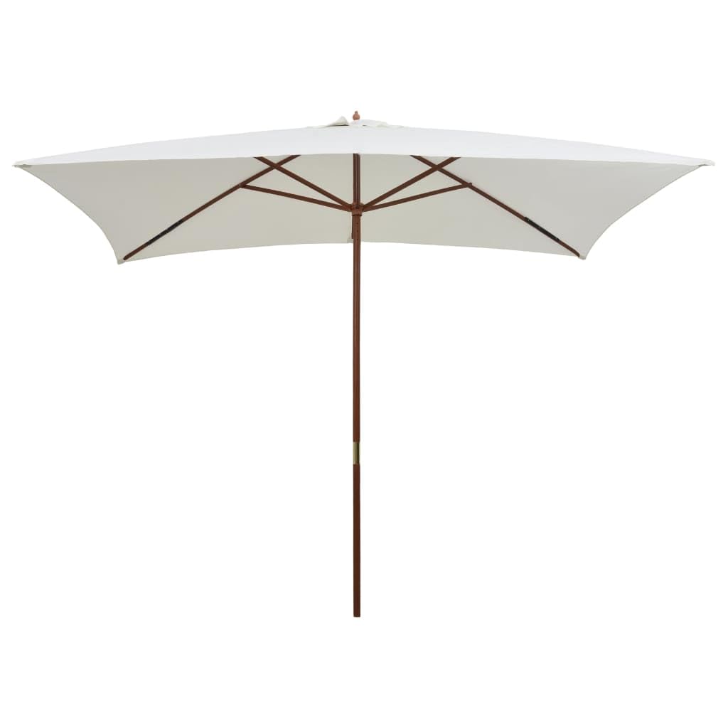 Sombrilla de Madera con Soporte para Mesa o Base Existente, Cubierta de Poliéster Resistente UV y 6 Varillas Robustas, Ideal para Jardín y Patio, Color Teca