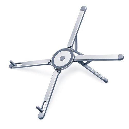 Image of Tobo Aluminium Alloy Folding and Height Adjustable Stand Compatible with Laptop, Mobile and Tablet, with Magnetic Feature for Phone, Titanium Grey, Anodized Finish, 8 Height Levels TD-1612S