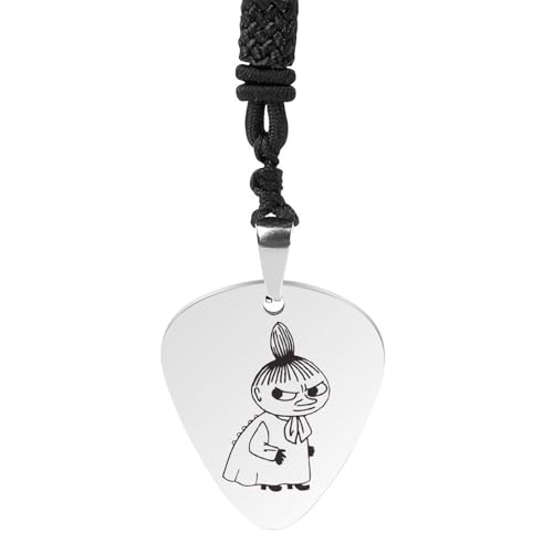 ギター ピック ムーミン リトルミイ ネックレス ペンダント Guitar Pick 鎖骨チェーン チタン鋼 黒ロープ付き 音楽 楽器 プレートペンダント ロングチェーン ジュエリー ギター用のピック ヒップホップ 卒業式 記念日 人気 贈り物