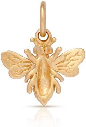 Honeybee Bumble Bee Charm 24Kt Gold Plated Sterling Silver 14x12mm with Soldered Jump Ring - 1pc (4329)/1