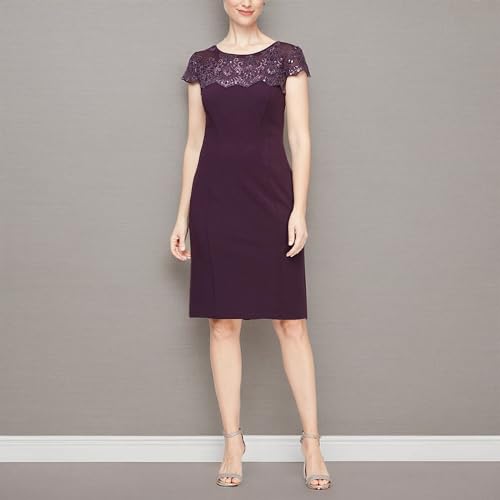 Image of Alex Evenings Women's Short Embroidered Cocktail Dress, Wedding Guest (Petite and Regular Sizes)