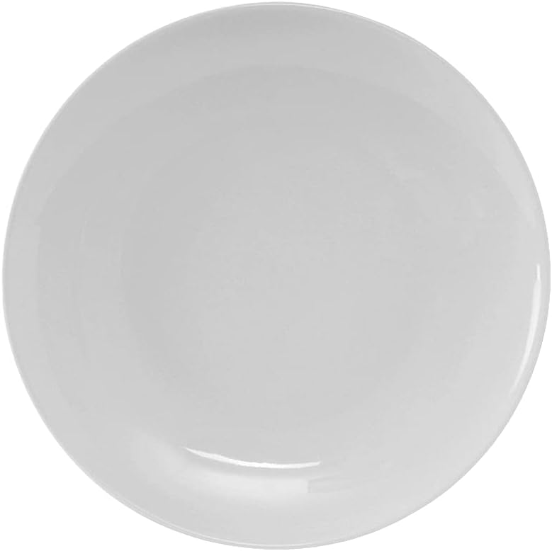 Tuxton China VPA-102 Plate, 10-1/4" Diameter, Round, Coupe, Microwave and Dishwasher Safe, Oven Proof, Fully Vitrified, Florence, Porcelain White, Pack of 12