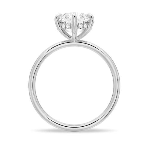 MSBLUE® 1ct Moissanite Engagement Ring, Solitaire Round Cut with Hidden Halo, 14K Gold Vermeil with Rhodium Finish4