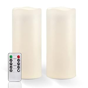 Homemory 10″ x 4″ Large Waterproof Outdoor Flameless Candles with Remote Control and Timer, Battery Operated Flickering LED Pillar Candles for Outdoor Larterns, Porch, Long Lasting, Set of 2