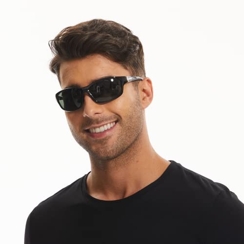 Image of BNUS Polarized Corning Glass Lens Sunglasses for Men Fishing & Driving | Durable scratch-resistant lenses, matte no-paint frame, wrap-around, great for running, cycling & all-day wear