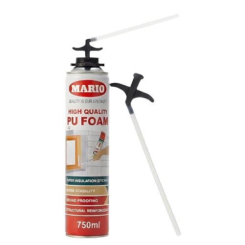 Image of PU Foam Spray 750ML for Gap Filling & Leak Repair | Expanding Foam Sealant Spray for Walls, Doors, Windows & AC Ducts | Waterproof Insulation Foam & Crack Filler for Home DIY (Extra Dispenser)