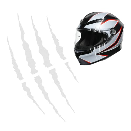 Huyopu Motorcycle Helmet Stickers, Monster Claw Scratched Decals (White)