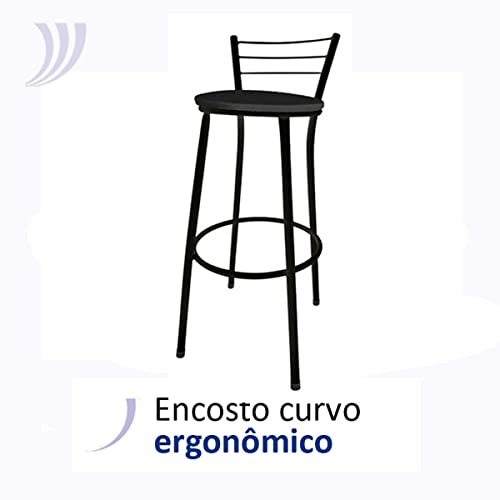 KIT Jogo 2 Banqueta Alta Preta Balcão Cozinha Sala Jardim