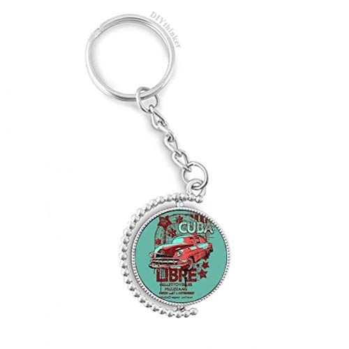Porte-clés rotatif motif voiture graffiti rouge vert DIYthinker 3 cm x 9 cm