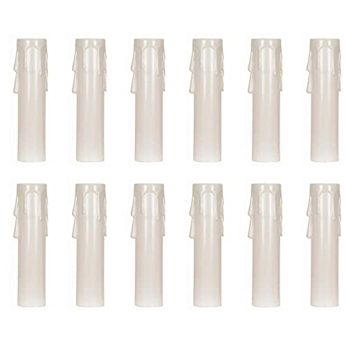 Ciata - 12 Pack - 3-inch Plastic Drip Candle Covers with 13/16 inch Inside Diameter and 7/8 inch Outside Diameter (3 inch, White with white drip)