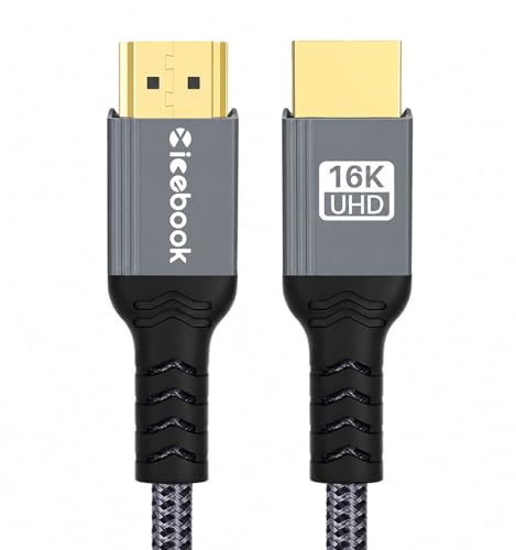 Image of 16K HDMI to HDMI 2.2 Cable 3FT, 96Gbps Ultra High Speed, 8K@240Hz, 4K@480Hz, eARC, VRR, Braided HDMI Cord with Gold-Plated Connectors for PS5, Xbox, Gaming PC, Monitor & TV
