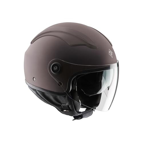 Tucano Urbano casco demi jet unisex EL'TOP. Casco moto in policarbonato, casco scooter all seasons con doppia visiera e copri–aerazione Dynamic Flow. Casco omologato ECE 22.05 bronzo opaco Tg. XL