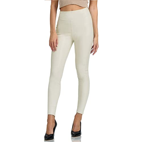 Leggings de piel sintética Gloop crema de cintura alta ideales para diario y eventos XL