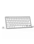 TECKNET 2.4G Wireless Keyboard, Small Keyboards with Media Hotkeys, Ultra Slim Compact Wireless Keyboard, 12-Month Battery Life, Compatible with PC, Desktop, Laptop, Smart TV - Silver