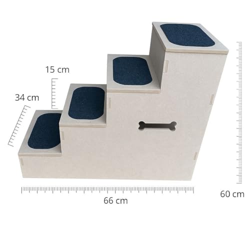 Escadinha Hierarquia pet 4 degraus 60 cm de altura feito em madeira mdf com carpete para cachorro e
