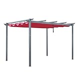 ALEKO Aluminum Outdoor Retractable Canopy Pergola - 13 x 10 Ft - Burgundy Color