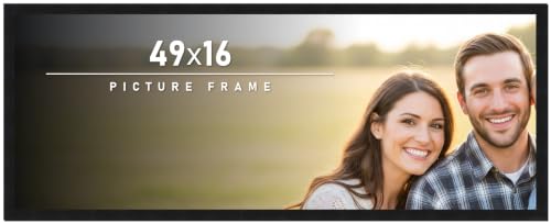 CountryArtHouse 49x16 Frame Black Solid Pine Wood Picture Frame Includes UV Acrylic Plexiglass, Acid Free Foam Backing Board and Hanging Hardware