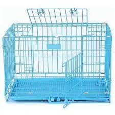 Dog Cage Sky Blue 42 Inch Iron Cage with Removable Tray for Dogs & Cats Medium Size