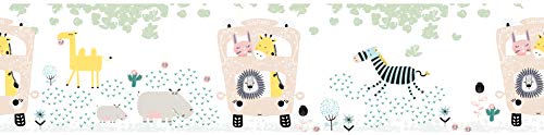 Lovely Kids Bordi Adesivi Per Pareti Safari Friends 5.00 M X 0.155 M Colorato Giallo Crema Prodotto In Germania Da A.S. CréAtion 403756 - 2
