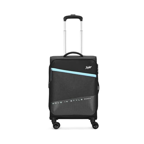 Image of Skybags Genesis Cabin Soft Luggage (55 Cm) | Soft Luggage Trolley with 8 Wheels and 3 Digit Combination Lock | Black | Unisex