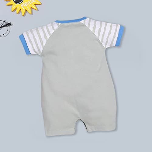 Image of BABY GO Baby Boys & Baby Girls Cotton Romper | Half Sleeve Polo Collar Jumpsuit | Newborn Infant Summer Outfit with Button Closure | Soft Breathable Playsuit | Stylish Print One Piece Dress