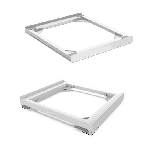 Meliconi | Moving Tower, 2-in-1-Set für Waschmaschinen-Trockner, enthält ein Überlappungsset und einen Boden mit Rollen, vormontiert, recycelter Kunststoff, Weiß, 250 kg