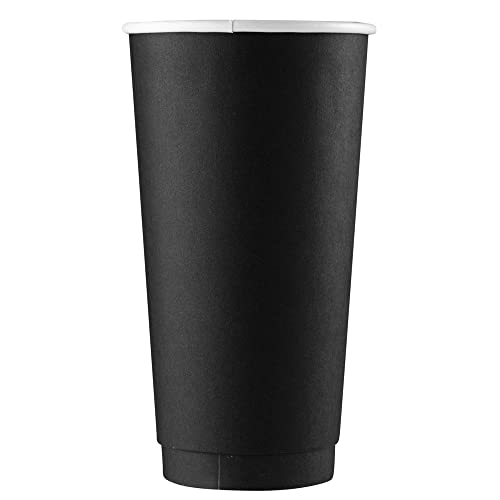 Image of Restaurantware 20-Ounce Disposable Cups, Pack of 250 Insulated Double Wall Paper Cups a€ inch Lids Sold Separately, Leakproof, Black Paper Rolled Rim Hot Beverage Cups, Ideal for Coffee, Tea and More