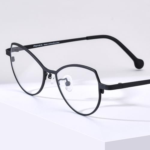 Image of FONEX Colorful Pure Titanium Glasses Frame Women Retro Round Eyeglasses