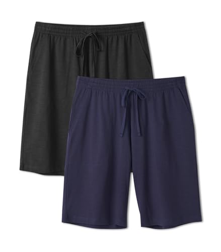 Image of DAVID ARCHY Mens Pajama Shorts Cotton Sleep Shorts Pajama Pants 2 Pack