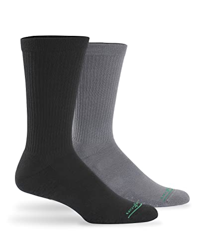 Burlington Men's Compression Crew Sock, Black/Grey-2 Pair Pack, One Size