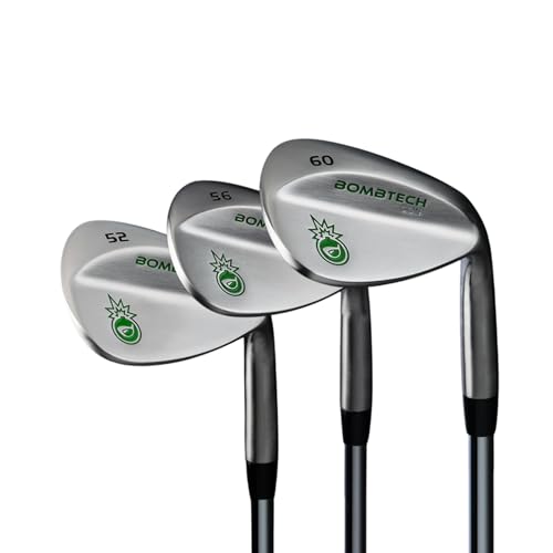 BombTech - Premium Golf Wedge Set - 52, 56, 60 Degrees Golf Wedges - Max Groove for Increased Spin - Black Wedges… (Silver)