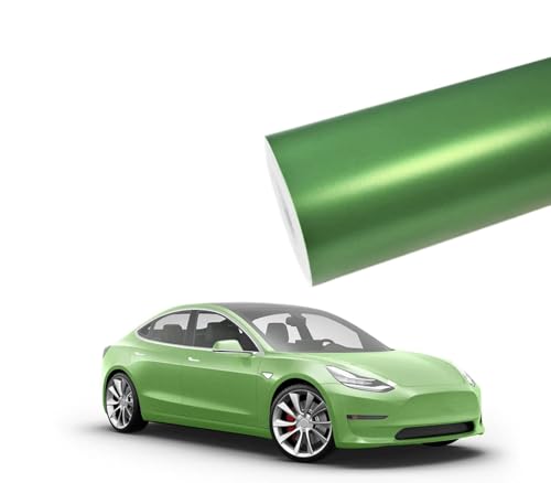 Image of WISDOM Apple Green Matt Metallic Vehicle Wrap Vinyl matt Finish Easy Apply Air-Release Weatherproof DIY Car & Motorcycle (Apple Green Metallic, 20 Inch X 7 Feet)