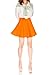 Basic Solid Stretchy Cotton High Waist A-line Flared Skater Mini Skirt (M, Orange)