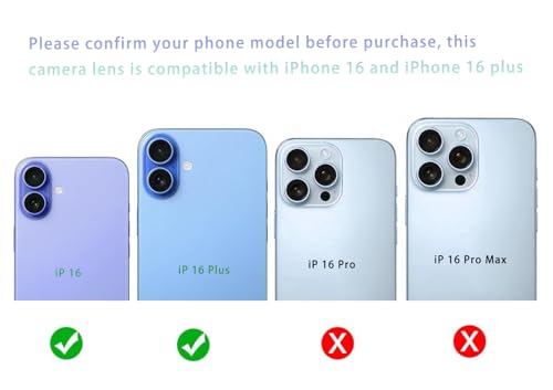 Image of 2 Packs Rear Camera Lens Glass Replacement for iPhone 16 Camera Glass Lens Replacement with Repair Tools