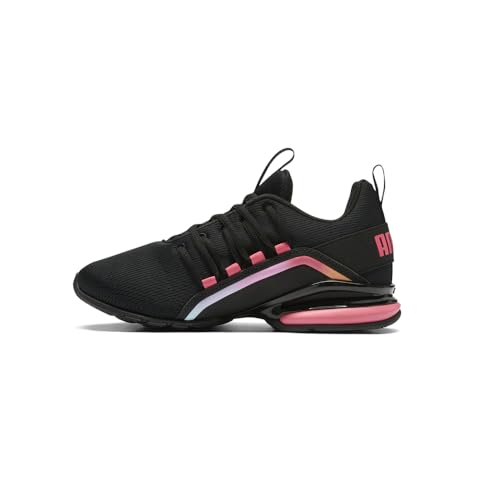 Image of PUMA Kids Boys Axelion Mesh Printed Fade Lace Up Sneakers Shoes Casual - Black, White