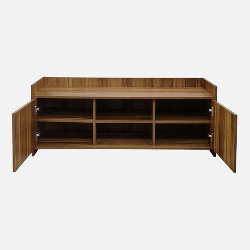 Image of Amazon Brand - Solimo Smart Engineered Wood TV Entertainment Unit Set Top Box Stand /TV Cabinet with Shelves for Books & Decor Display Unit Bed Living Room Upto 43 inch - Leon Teak