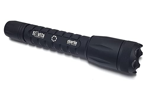 Elzetta Charlie C-554: 3Cell Flashlight with Crenellated Bezel Ring, HC (High Candela) Head, and High/Strobe Tailcap (4500K)