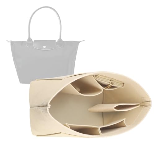 Lckaey Purse Organizer Insert for Le Pliage Handbag tote bag Insert Organizer1012khaki-L