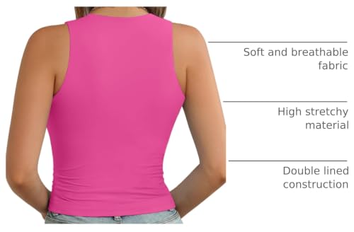 Image of ATHMILE Womens Double Lined Crop Tank Tops Casual Basic Shirts Sleeveless Workout Tops Cute Summer Clothes Teen Girls